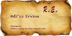 Rácz Ervina névjegykártya